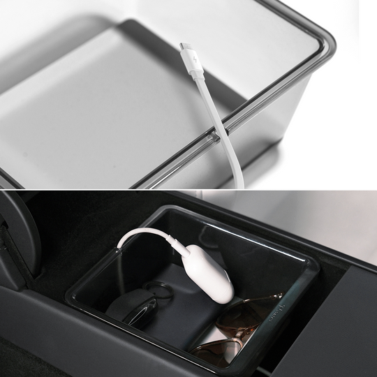 TPARTS Armrest Clear Storage Box/Console Clear Storage Drawer for Tesla Model 3 Highland